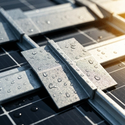 Close-up of durable metal solar panel mounts, showing resistance to elements and corrosion