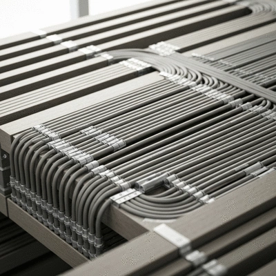 Industrial cable management system made from eco-responsible materials, clean image