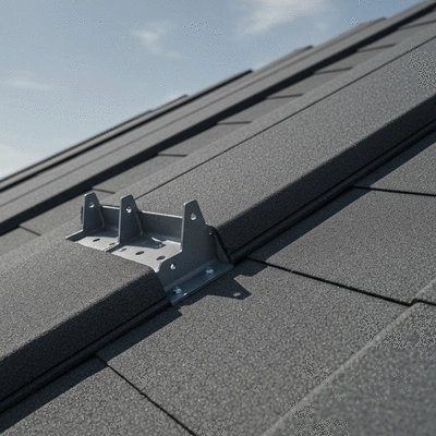 Gros plan sur un support Big Foot sur une surface de toit, montrant des matériaux durables