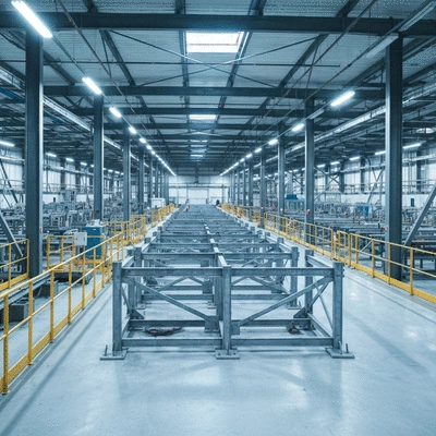 Industrial facility with modular support systems for cables and pipes