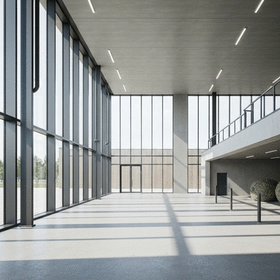 Modern industrial facility using sustainable materials