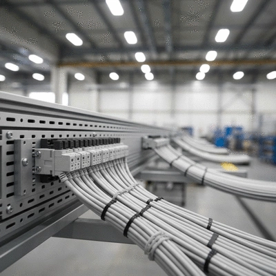 Industrial cable management system with neatly organized cables