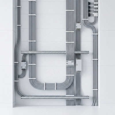 Modern electrical wiring in a commercial building