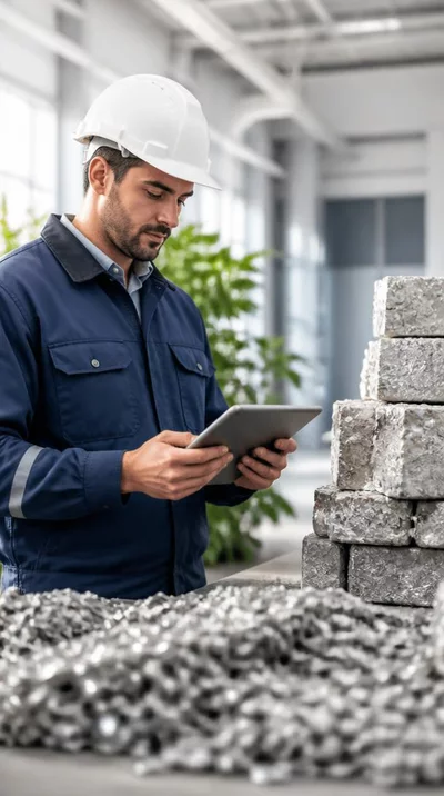 Engineer reviewing ISO certifications for sustainable materials, representing RSE impact