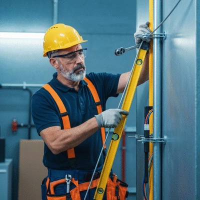 Professional installing cable supports with proper tools