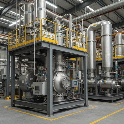 Industrial facility with ATEX rated equipment and safety signage